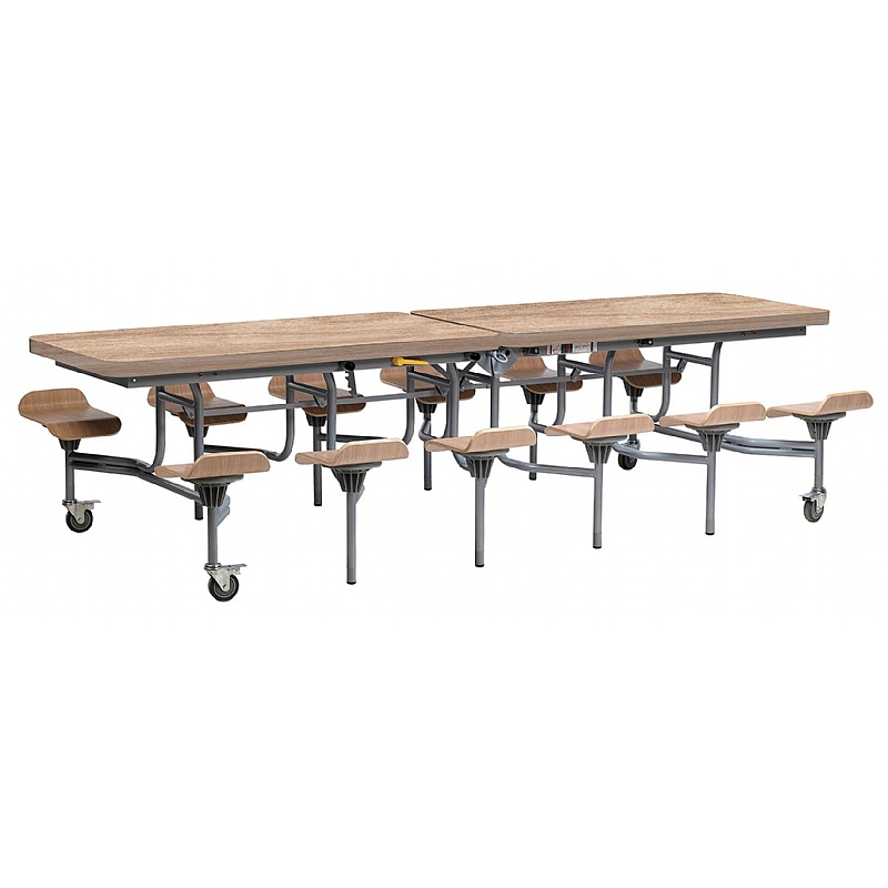 12 Seat Primo Rectangular Mobile Folding Table with Lipped Seats